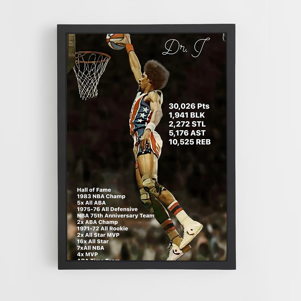 Poster Julius de erving – affiche Basketball (vue 2)
